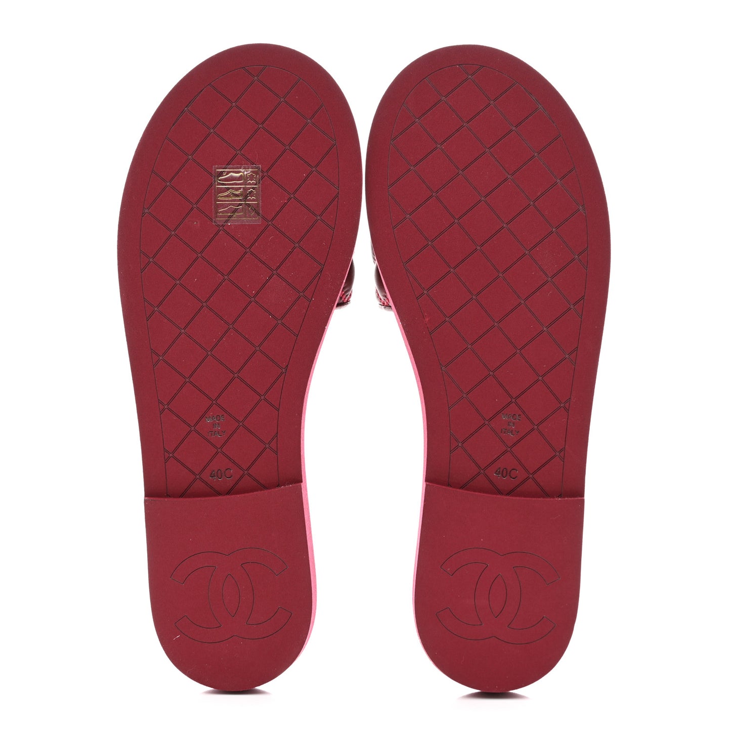 Lambskin Quilted Textured CC Mules Sandals 40 Red