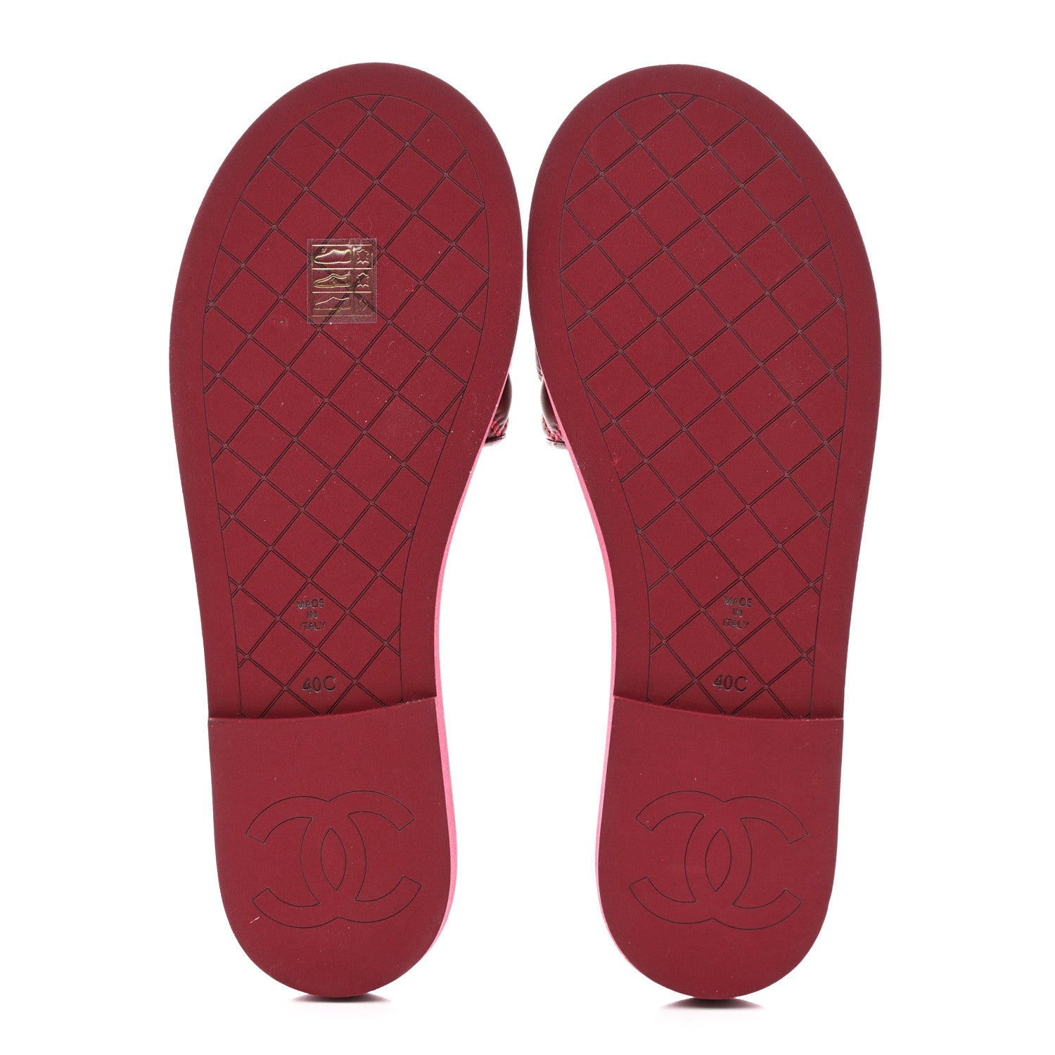 Chanel Lambskin Quilted Textured CC Mules Sandals 40 Red 5 of 8
