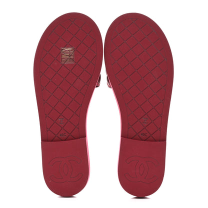 Chanel Lambskin Quilted Textured CC Mules Sandals 40 Red 5 of 8
