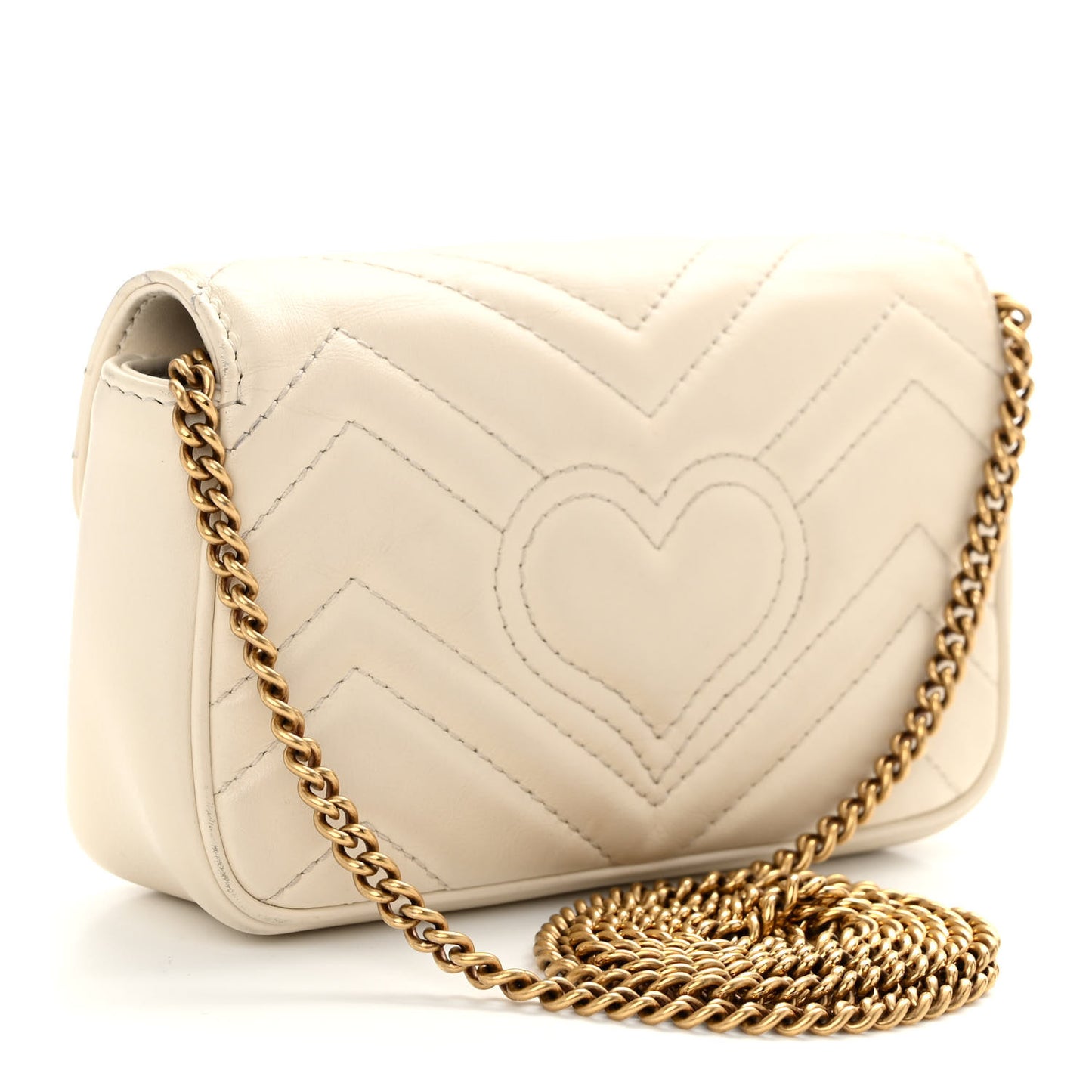 Calfskin Matelasse Super Mini GG Marmont Shoulder Bag White