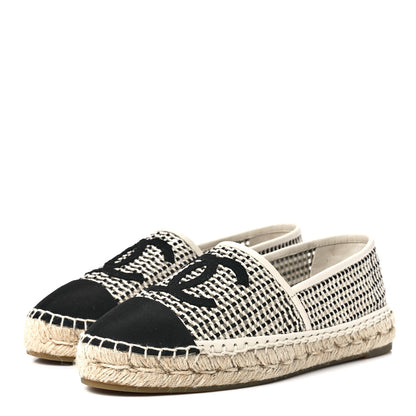 Chanel Mesh Grosgrain CC Espadrilles 39 Beige Black 3 of 9
