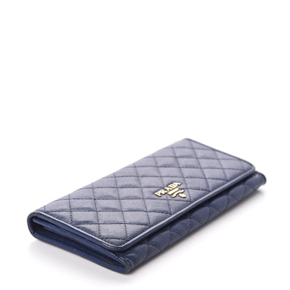 Prada Saffiano Metal Quilted Continental Flap Wallet Bluette 4 of 11