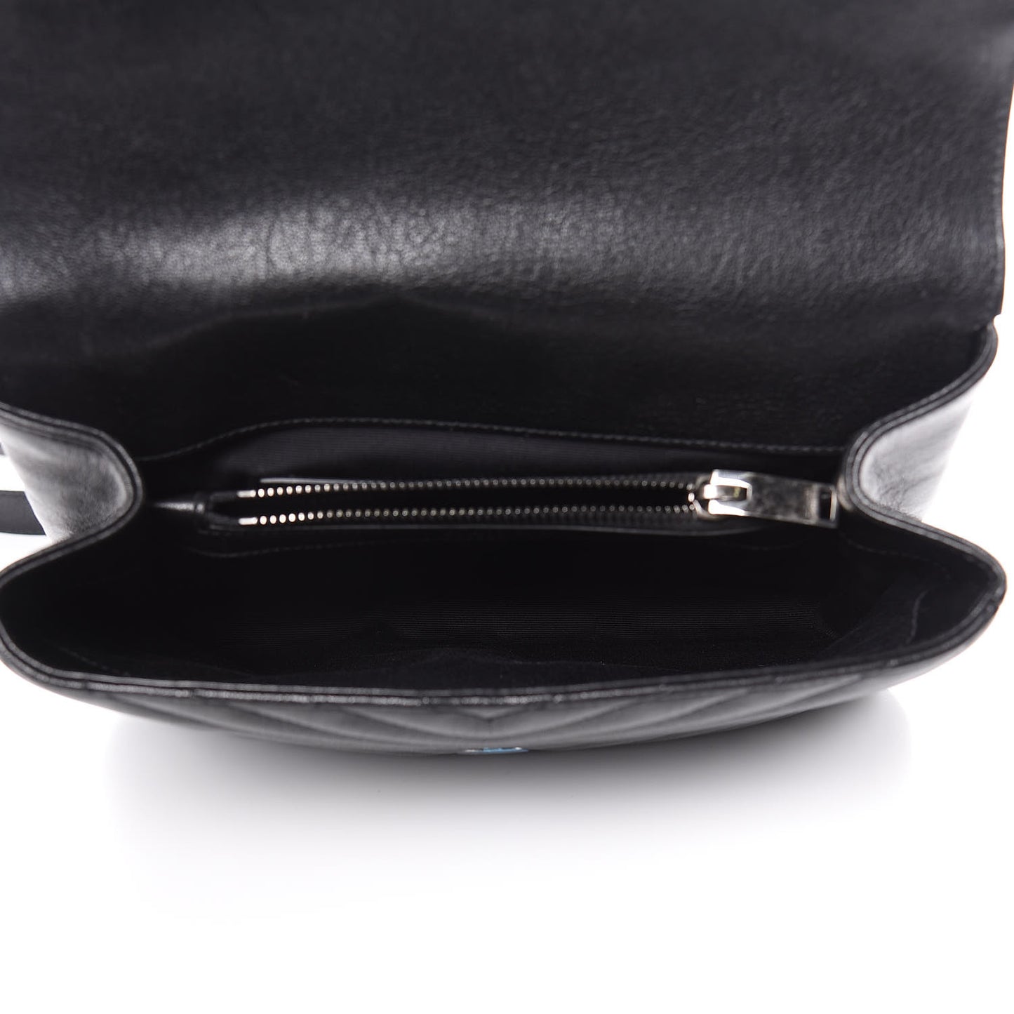 Sheepskin Matelasse Chevron Monogram Medium College Bag Black