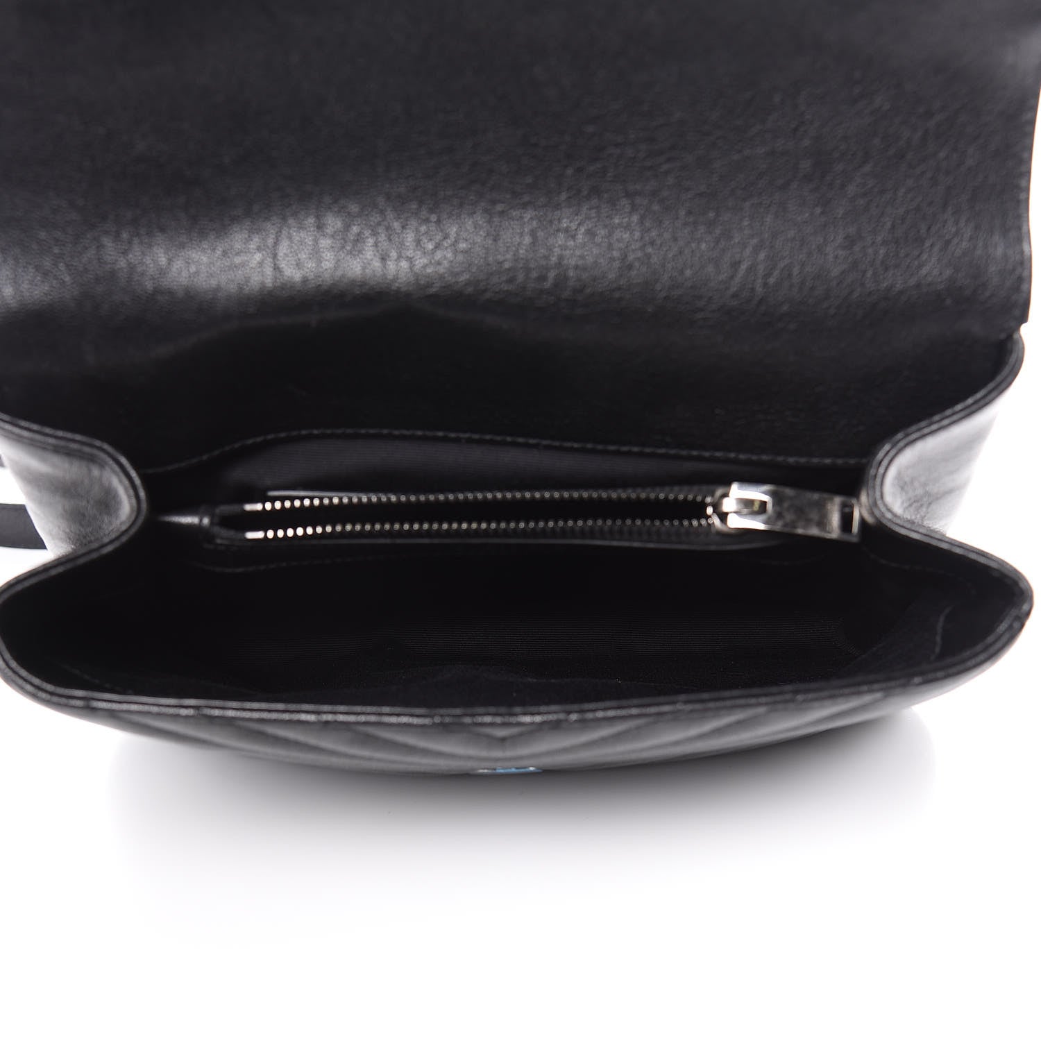 Saint Laurent Sheepskin Matelasse Chevron Monogram Medium College Bag Black 6 of 11