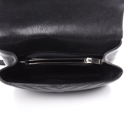 Saint Laurent Sheepskin Matelasse Chevron Monogram Medium College Bag Black 6 of 11