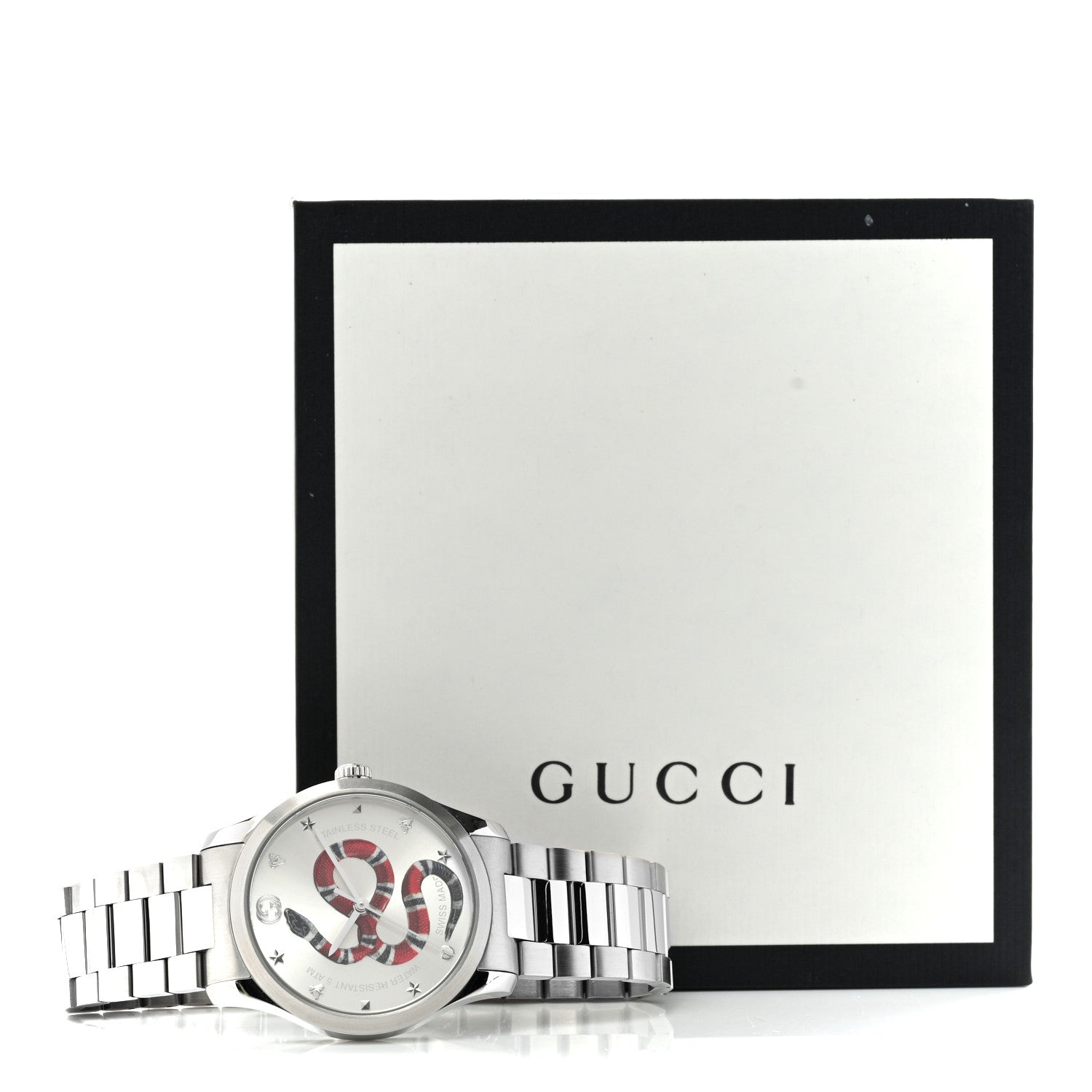 Gucci Stainless Steel 38mm G-Timeless Snake Quartz Watch 5 of 5
