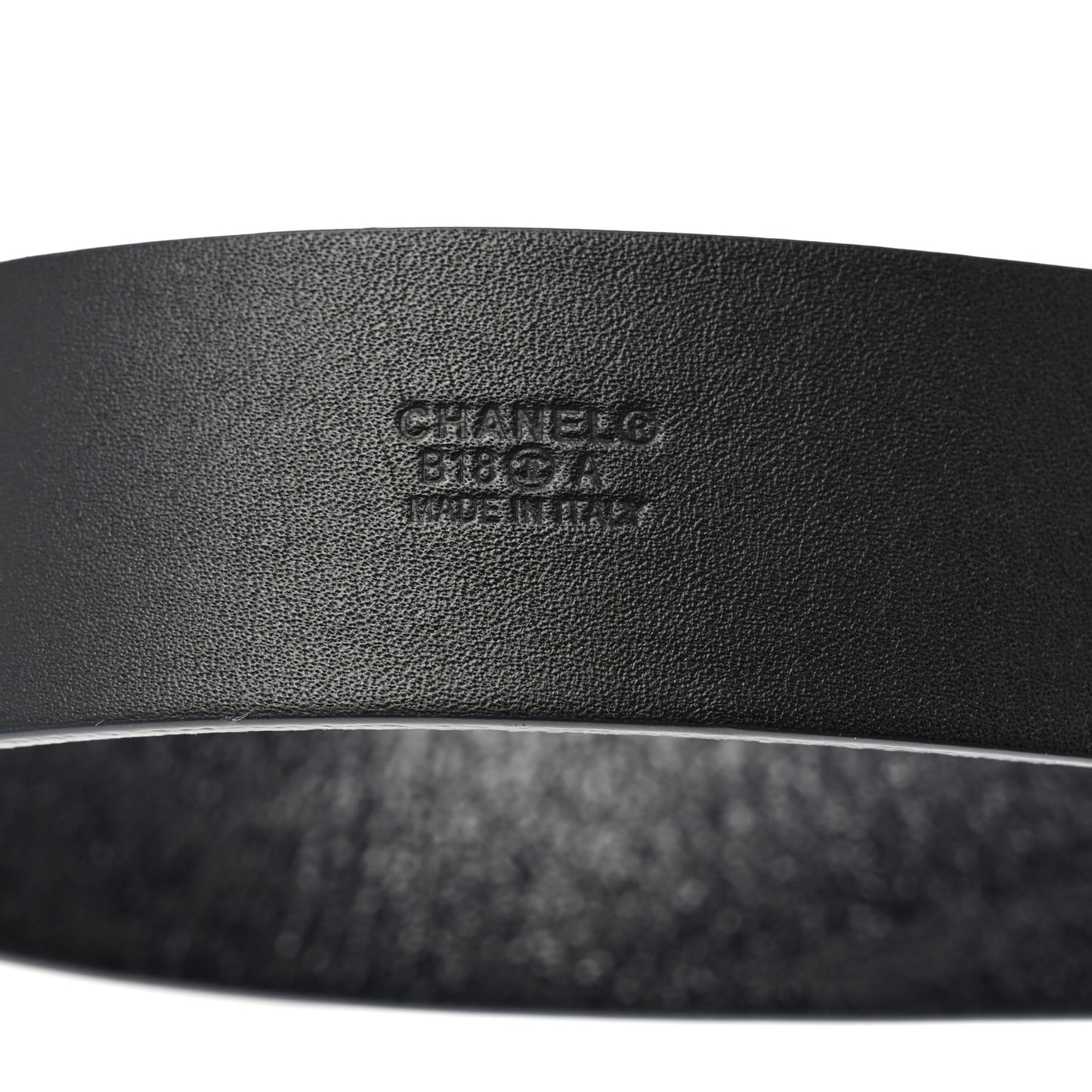 Glazed Calfskin CC Belt 85 34 Dark Navy