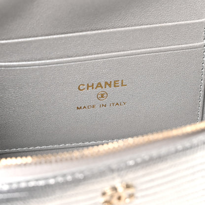 Chanel Lizard Embossed Calfskin Top Handle Slim Vanity With Chain Silvery 5 of 10