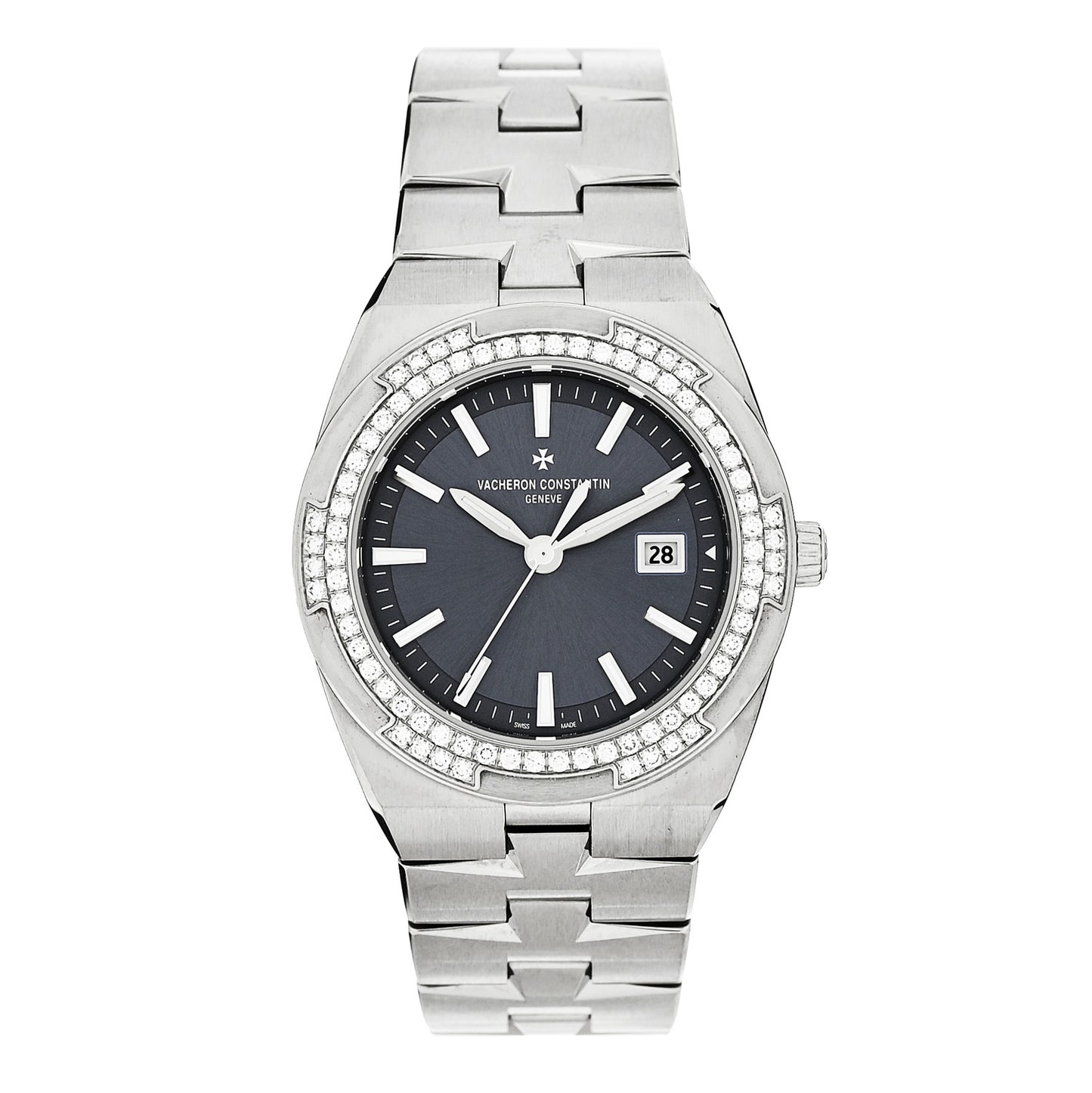 Stainless Steel Diamond Bezel 33mm Overseas Quartz Watch Blue 1225V/200A-B590