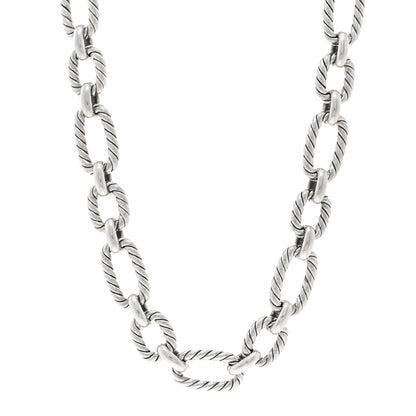 David Yurman Sterling Silver Blue Sapphire 12.5mm Cushion Link Chain Necklace 1 of 5