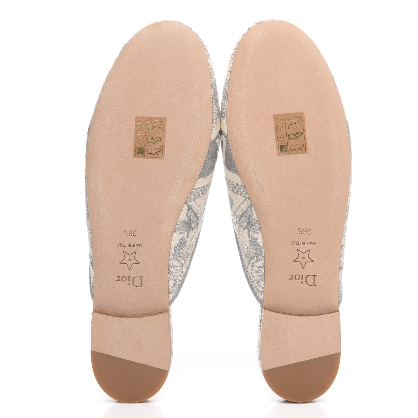 Canvas Cotton Embroidered Dioriviera Mules 36.5 Gray