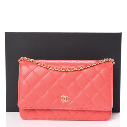 Chanel Lambskin Quilted Wallet On Chain WOC Red 11 of 11