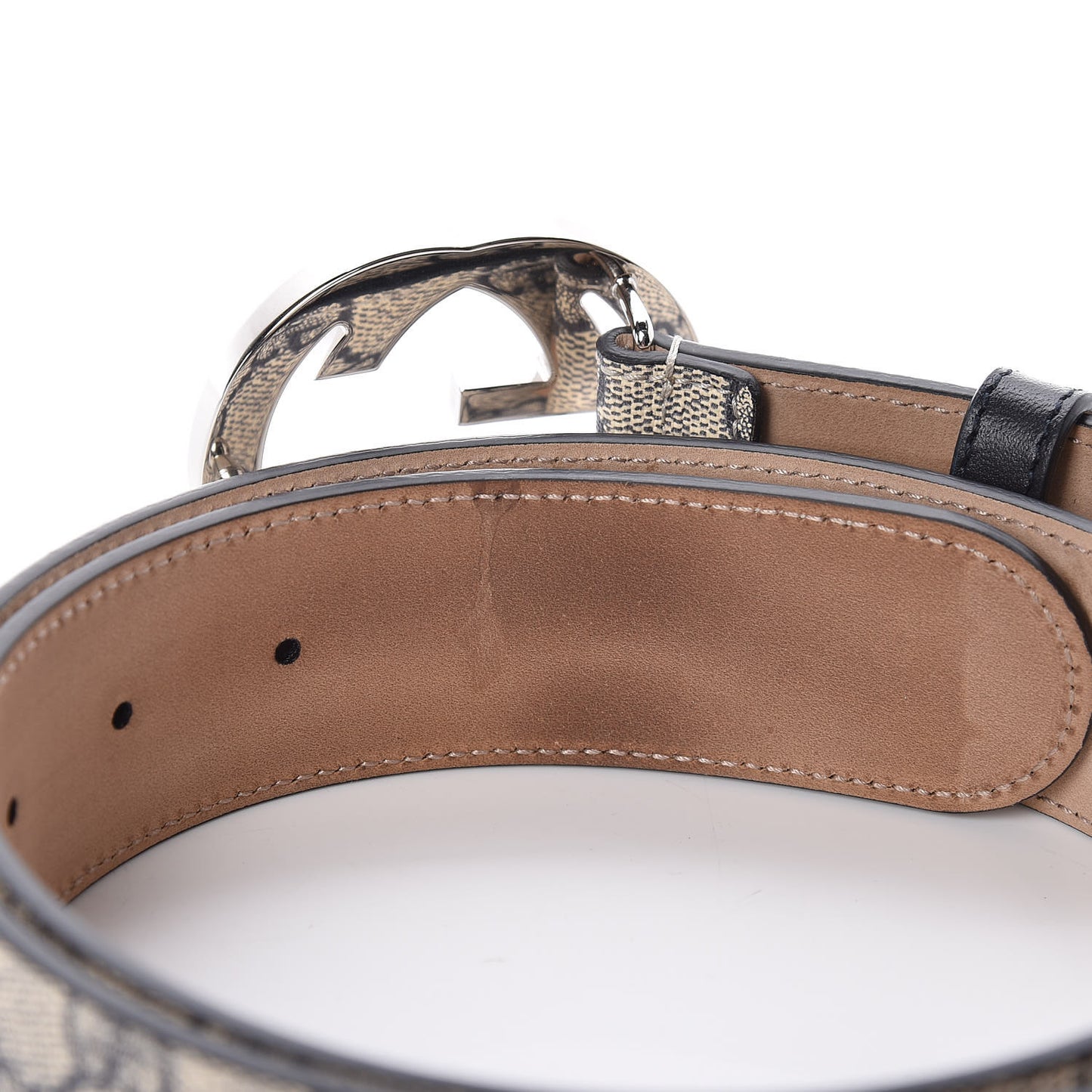 GG Supreme Monogram Selleria Calfskin Interlocking G 40mm Belt 90 36 Beige Blue