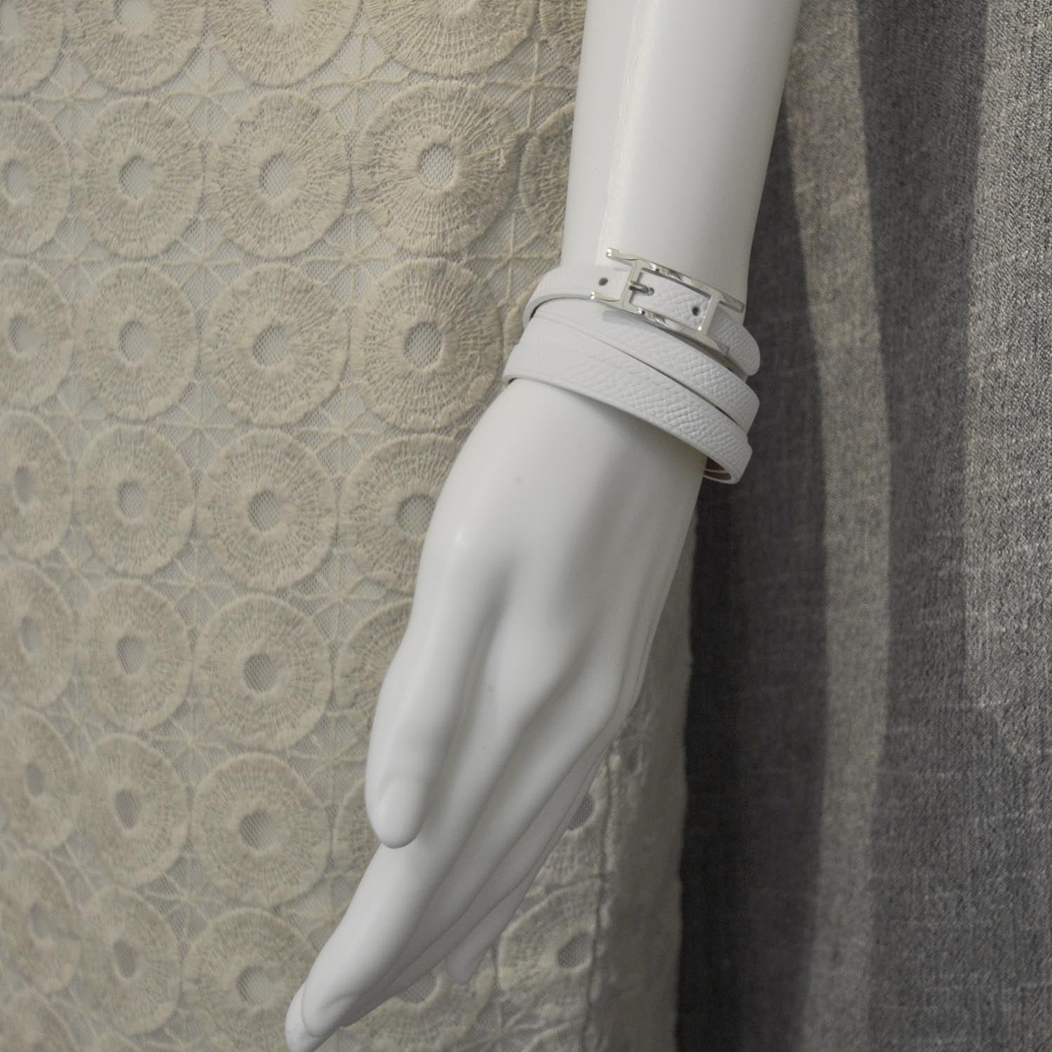 Hermes Epsom Hapi Triple Tour Wrap Bracelet White 2 of 5