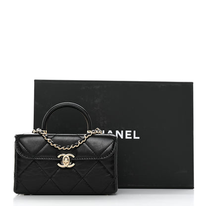 Chanel Shiny Calfskin Quilted Small CC Top Handle Box Bag Black 11 of 11