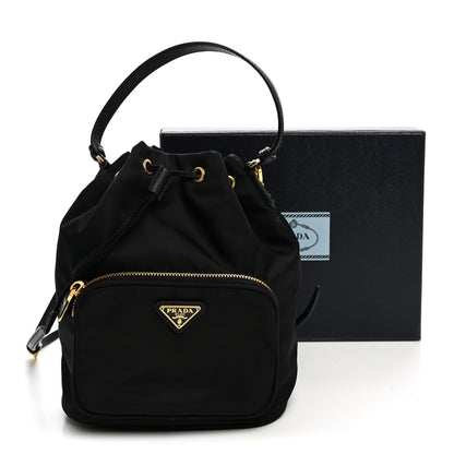 Prada Saffiano Tessuto Nylon Mini Bucket Crossbody Bag Black 12 of 12