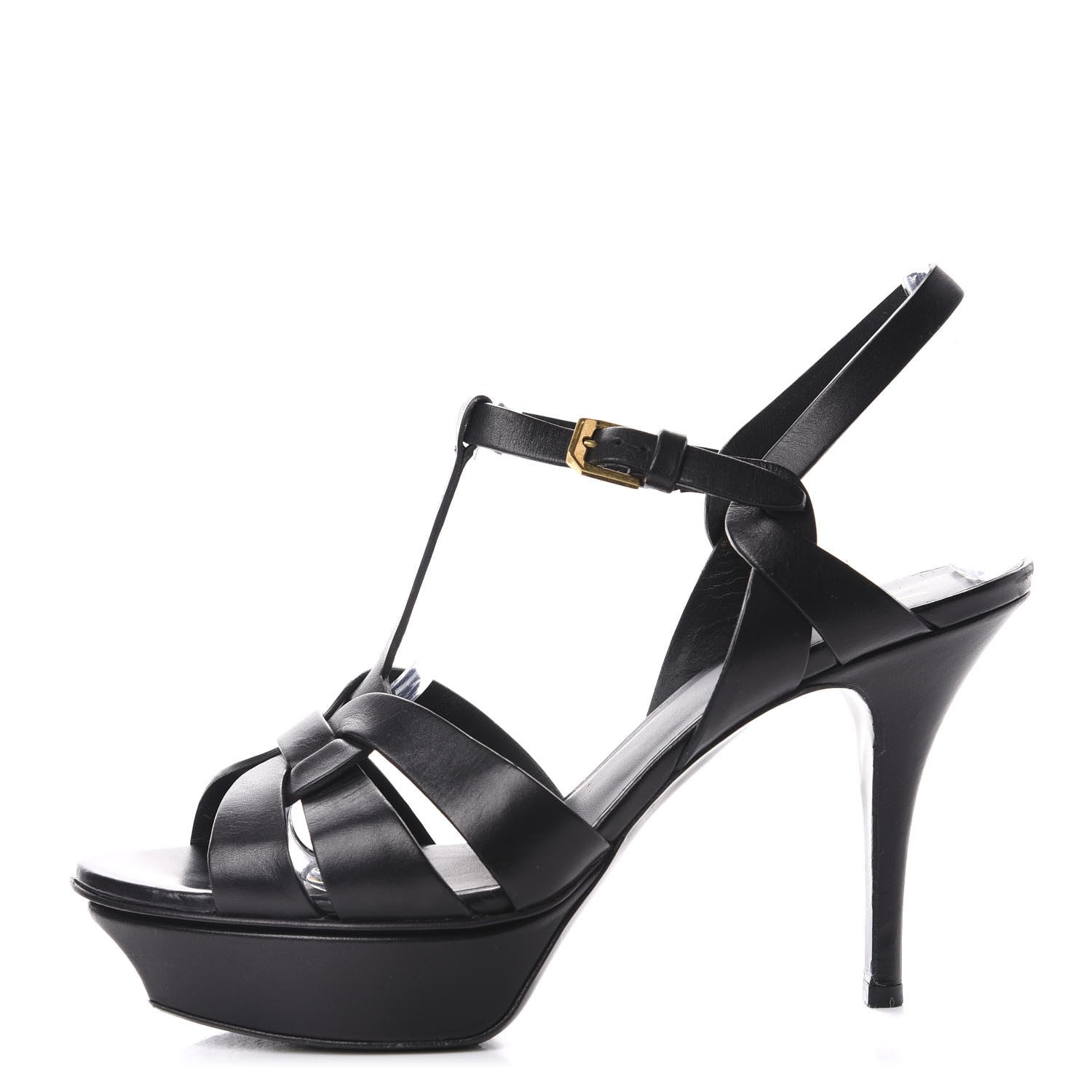 Saint Laurent Calfskin Tribute 75 Platform Sandals 38.5 Black 1 of 11
