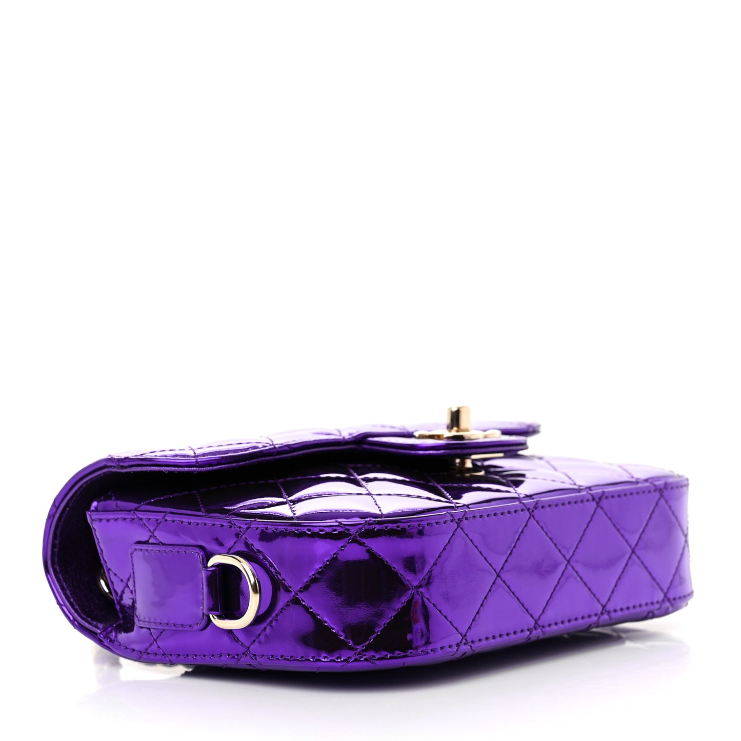 Mirror Calfskin Metallic Calfskin Quilted Hollywood Boulevard Mini Flap With Star Coin Purse Purple
