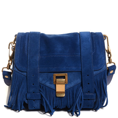 Proenza Schouler Suede Fringed PS1 Crossbody Pouch Cadet Blue 1 of 14