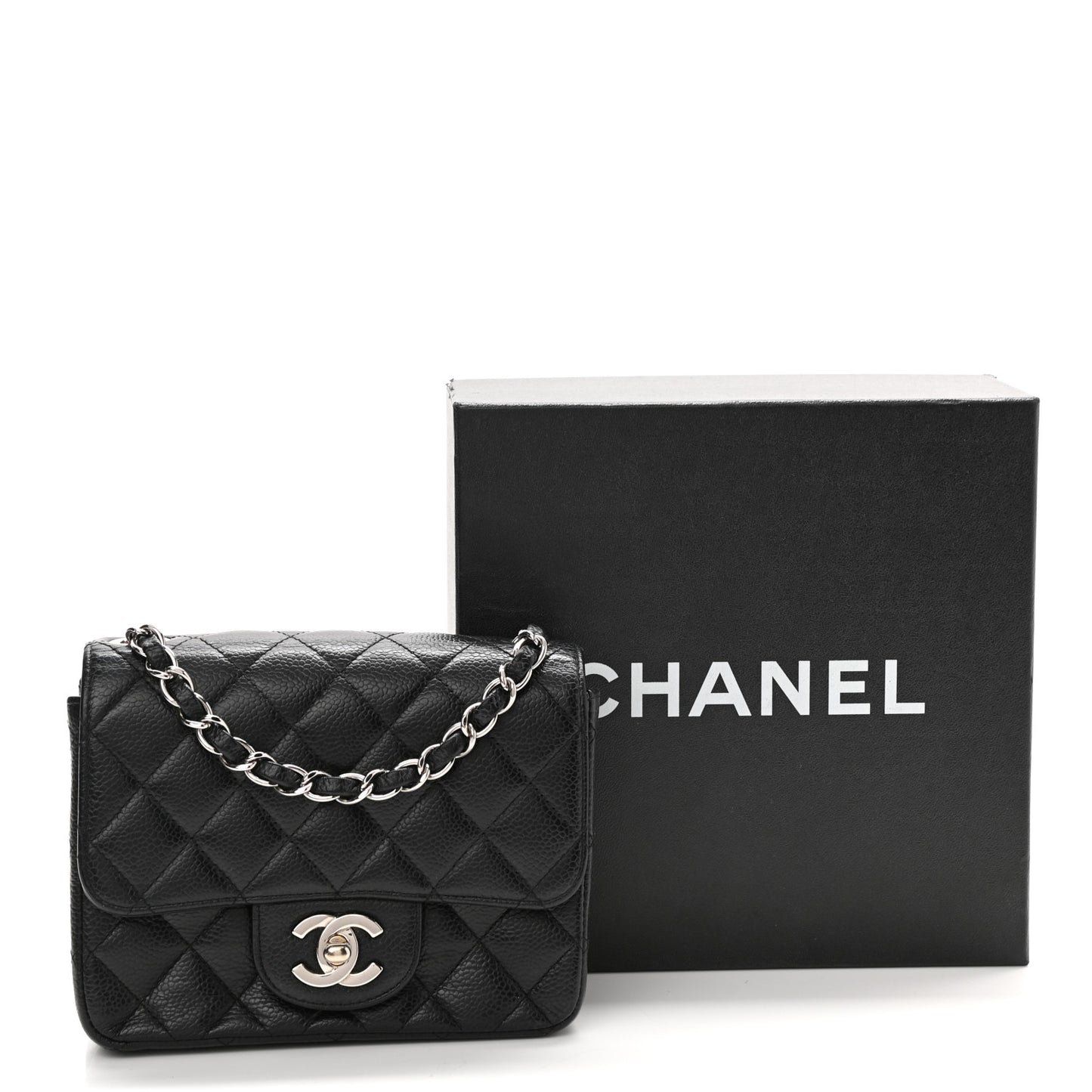 Caviar Quilted Mini Square Flap Black