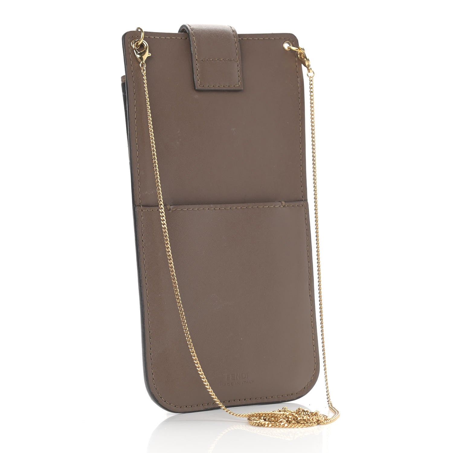 Fendi Vitello Soft F is Fendi Bi-Color FF 1974 Embossed Phone Pouch Maya Black 3 of 9