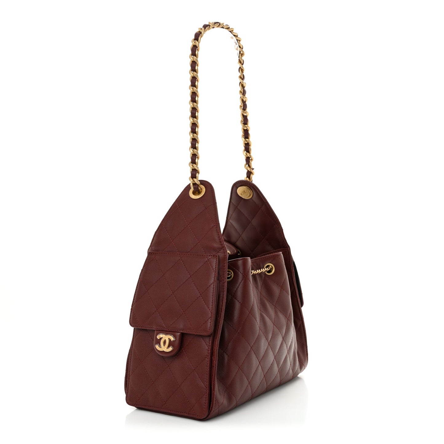 Caviar Quilted Small Chanel 25 Handbag Burgundy