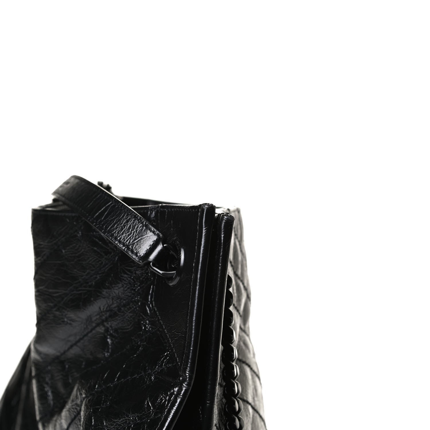 Saint Laurent Crinkled Calfskin Matelasse Monogram Large Niki Shopper Tote Black 16 of 16