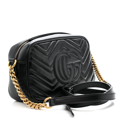 Gucci Calfskin Matelasse Small GG Marmont Chain Shoulder Bag Black 3 of 10