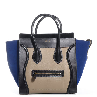 Celine Textured Calfskin and Suede Mini Tri-Color Luggage Black 1 of 9