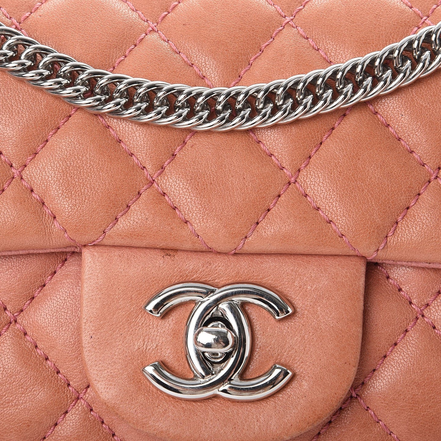 Lambskin Quilted East West Flap Pink