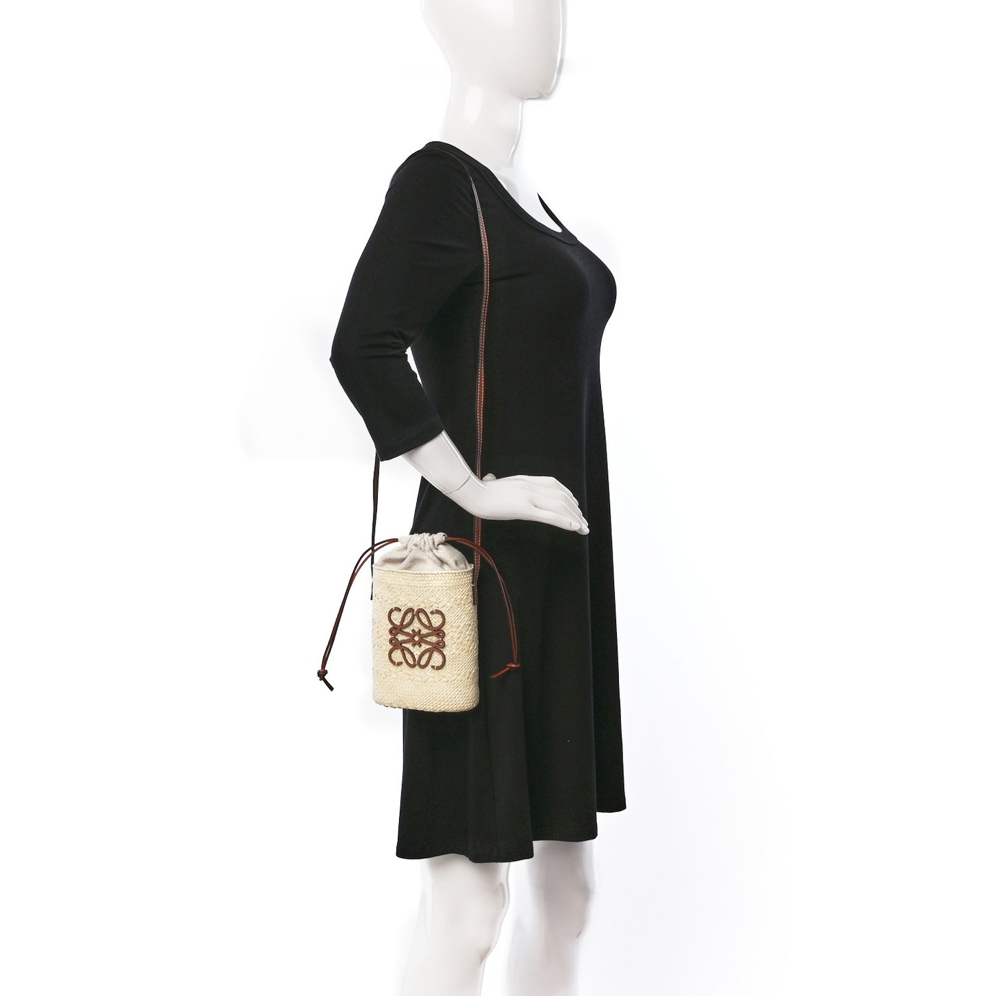 Calfskin Raffia Paulas Ibiza Square Bucket Bag Natural Tan