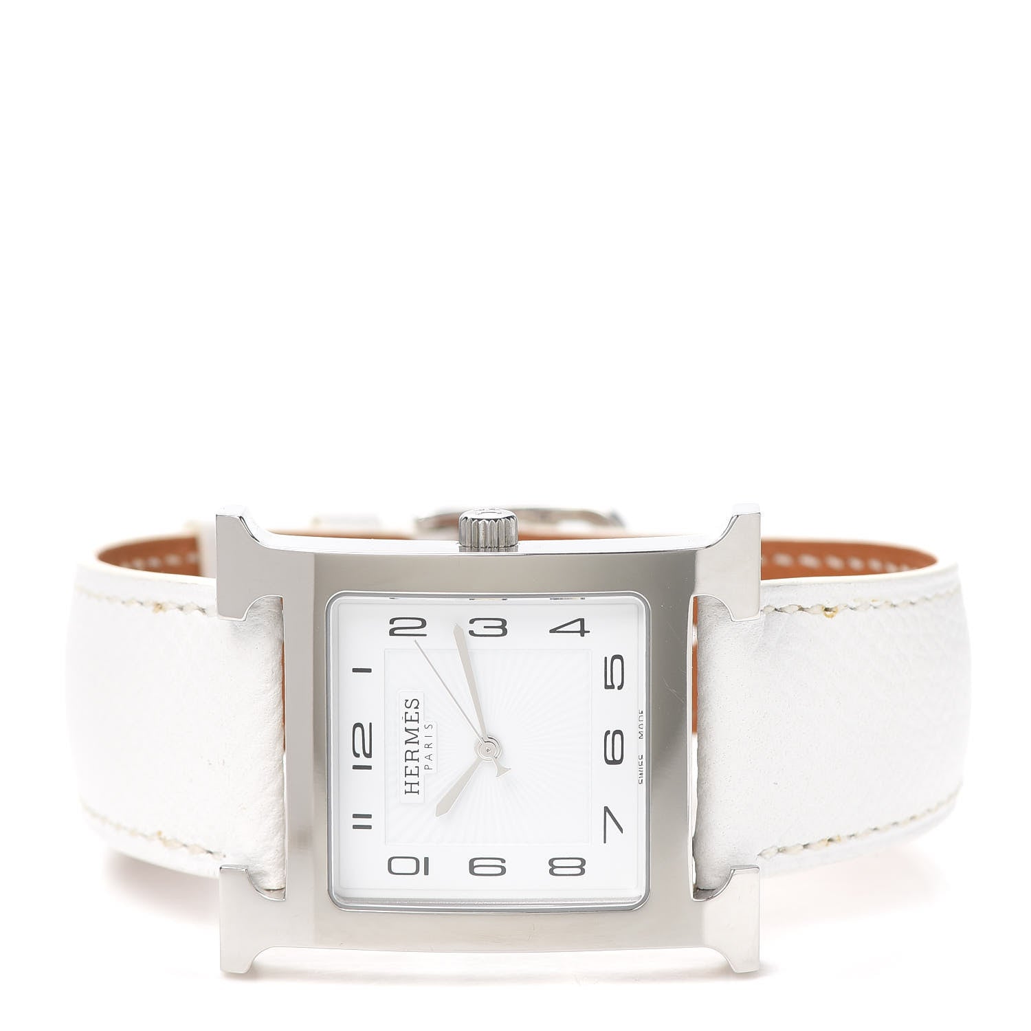 Hermes Stainless Steel Epsom 30.5mm Heure H Hour Quartz Watch Blanc 2 of 5