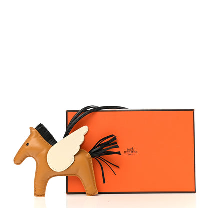Hermes Milo Lambskin Grigri Rodeo Pegase Horse Bag Charm MM Sesame Black Nata 5 of 5