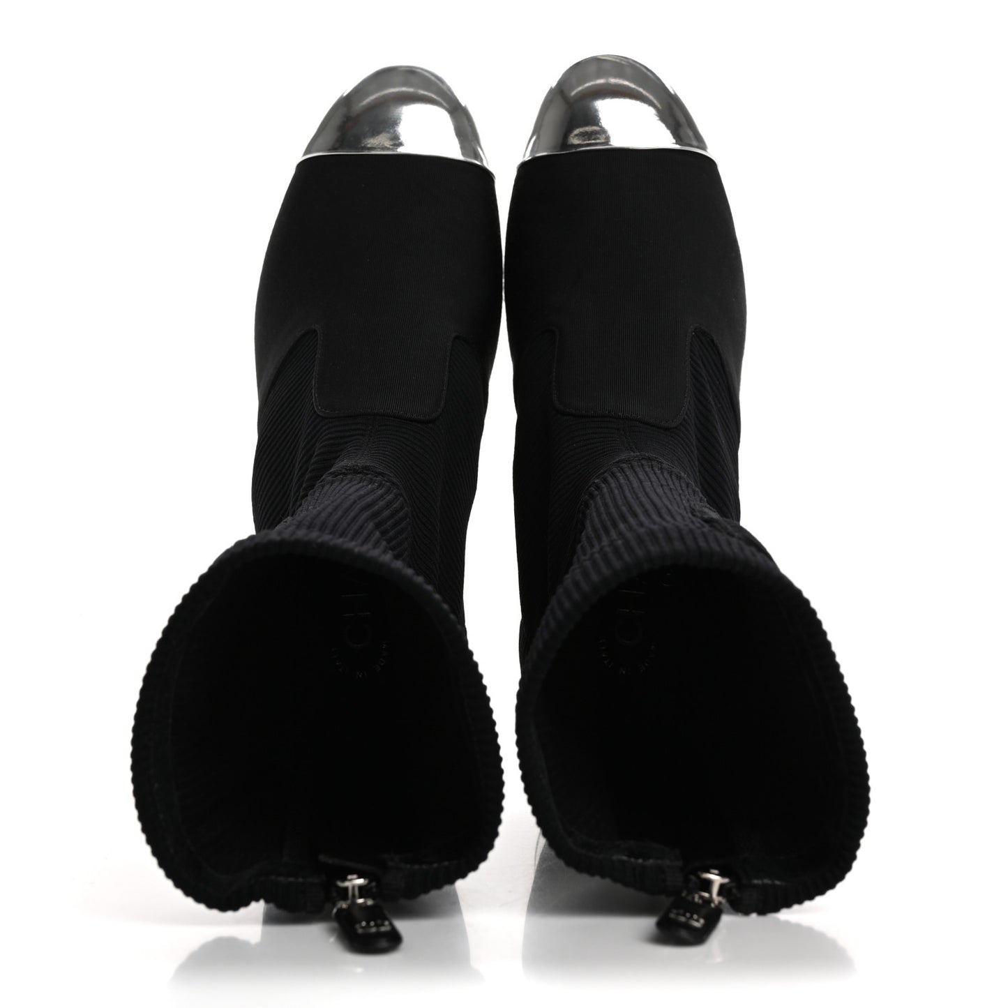 Grosgrain Knit Cap Toe CC Sock Boots 39 Black Silver