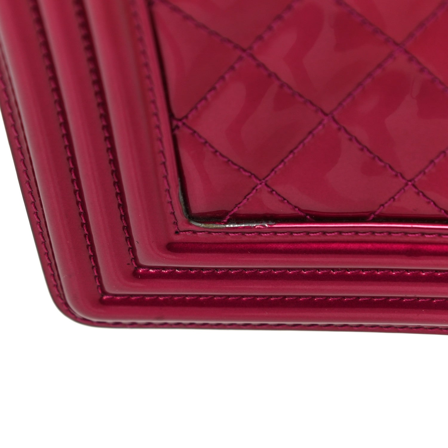Chanel Metallic Patent Quilted New Medium Boy Flap Fuchsia 14 of 25