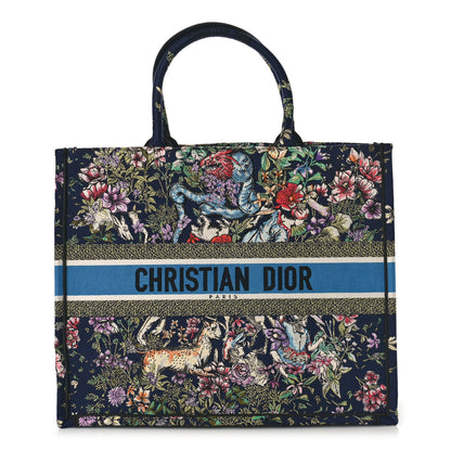 Christian Dior Canvas Embroidered Large D-Constellation Book Tote Blue Multicolor 1 of 9