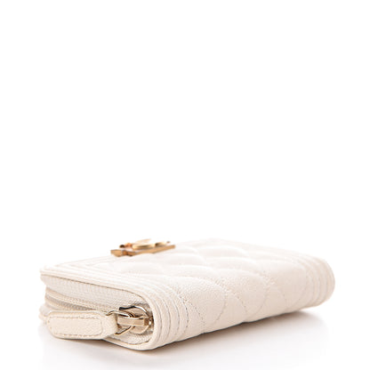Chanel Caviar Quilted Boy Zip Around Coin Purse Wallet Ivory 4 of 8