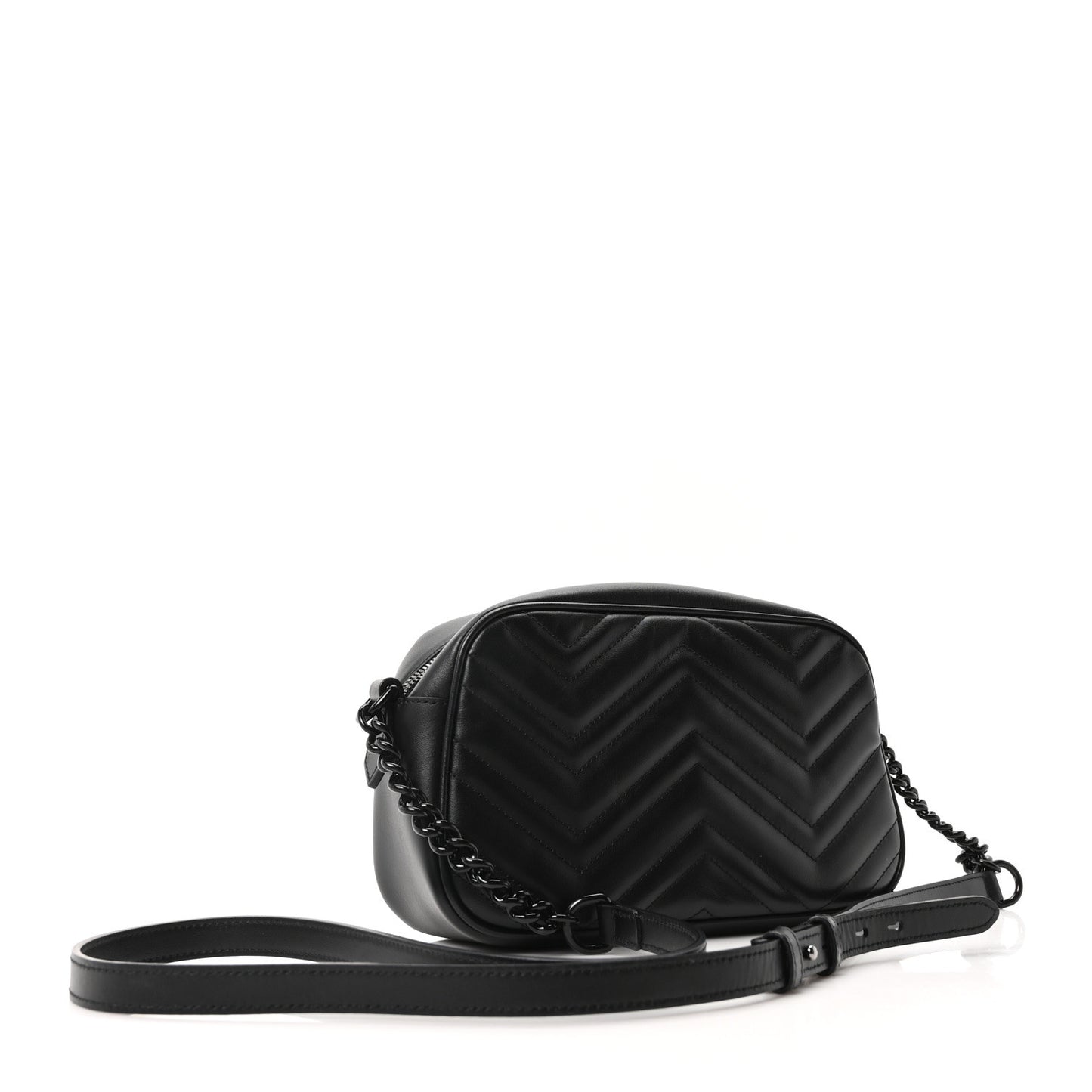 Calfskin Matelasse Monochrome Small GG Marmont Chain Shoulder Bag Black