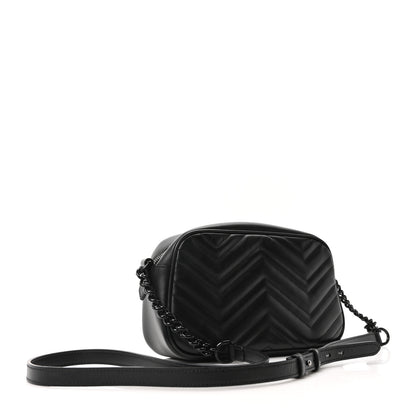 Gucci Calfskin Matelasse Monochrome Small GG Marmont Chain Shoulder Bag Black 3 of 10