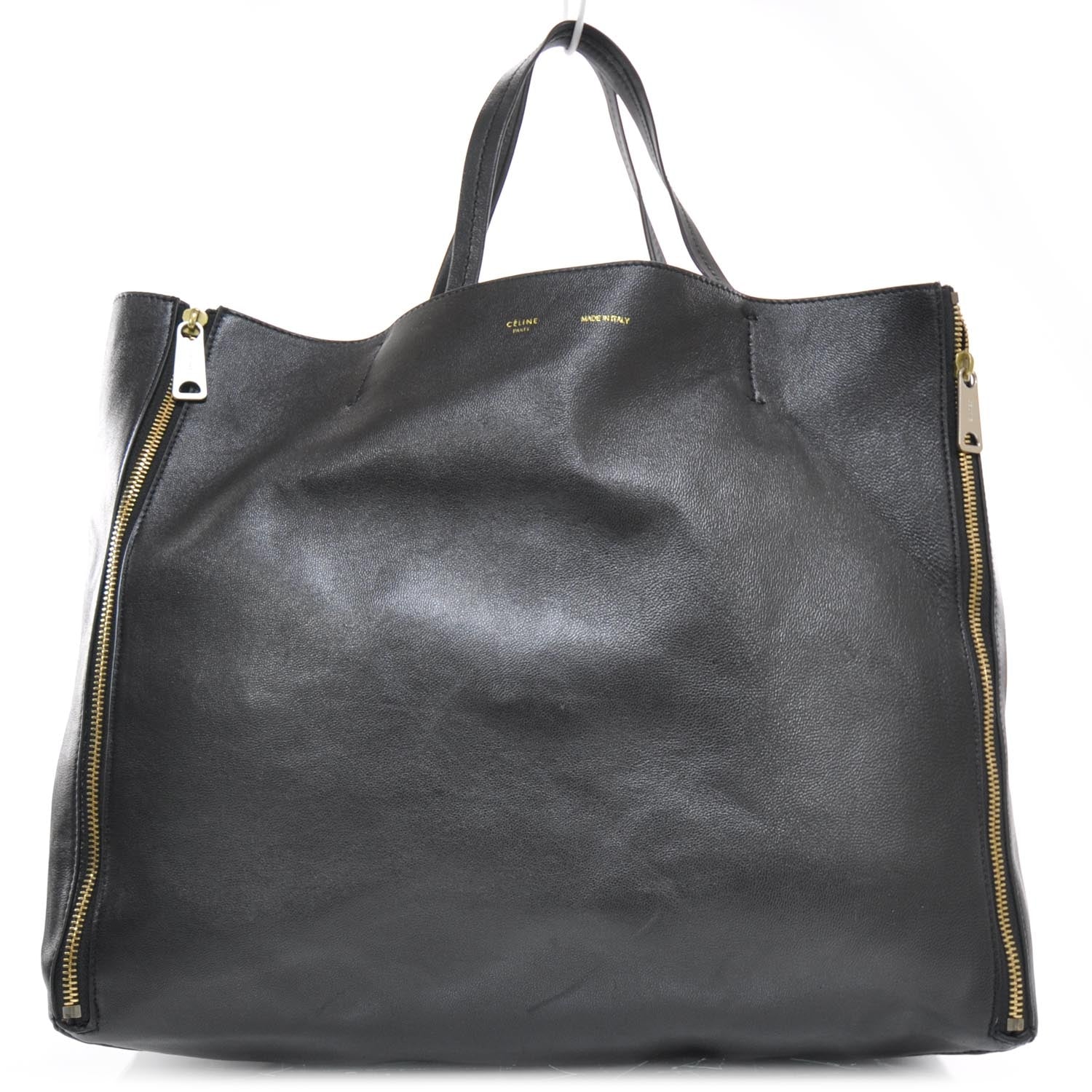 Celine Leather Horizontal Gusset Cabas Black 1 of 9