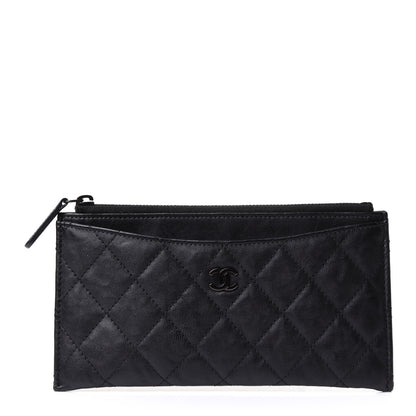 Chanel Crinkled Calfskin Quilted Classic Zip Pouch So Black 1 of 8