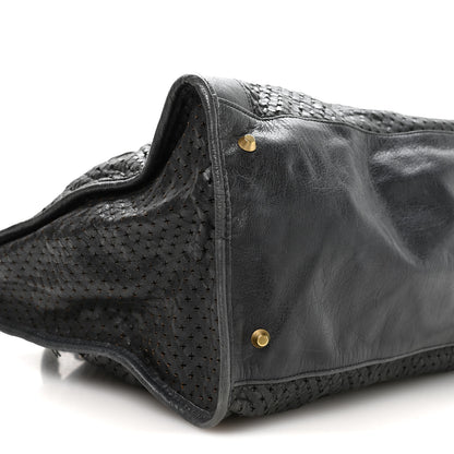 Balenciaga Agneau Laser Cut Cross Classic Gold Hardware Work Grey 9 of 11