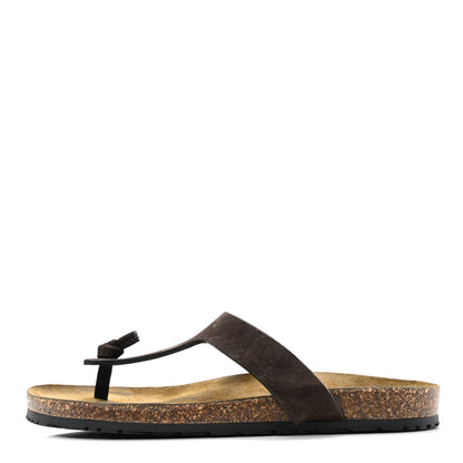 Saint Laurent Suede Jimmy Thong Flat Sandals 40 Chocolate 1 of 8