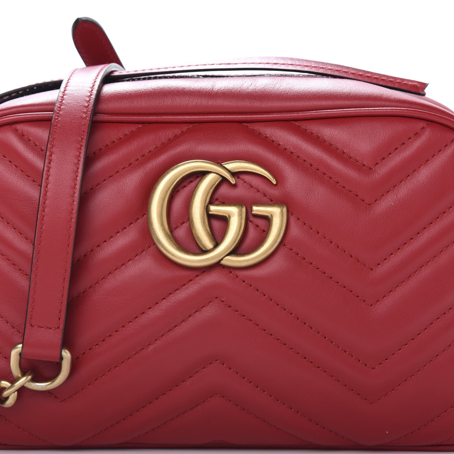 Gucci Calfskin Matelasse Small GG Marmont Chain Shoulder Bag Hibiscus Red 10 of 10