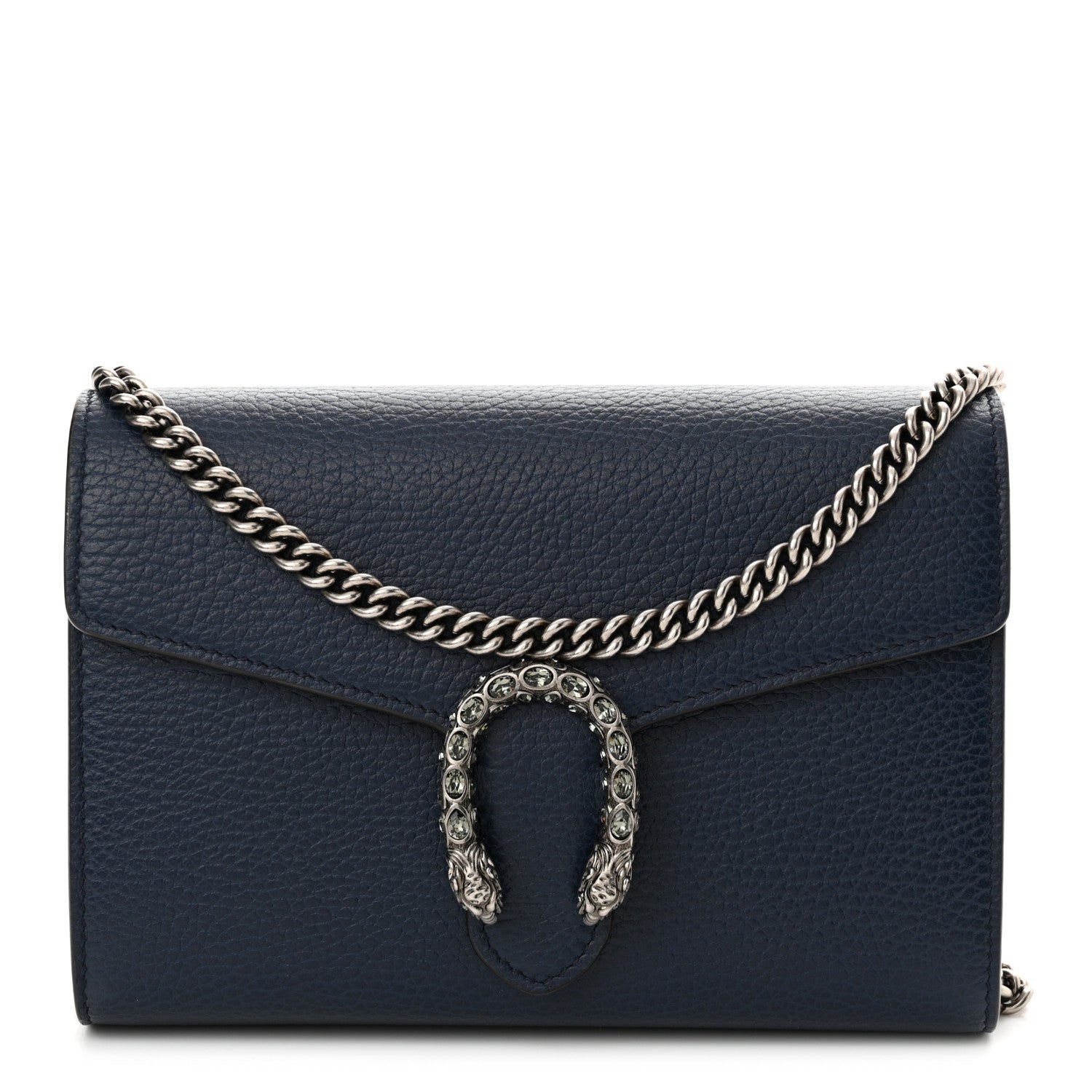 Gucci Dollar Calfskin Crystal Mini Dionysus Chain Wallet Blue Agata Black Diamond 1 of 12