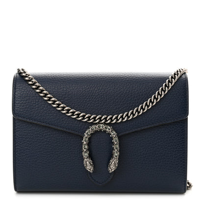 Gucci Dollar Calfskin Crystal Mini Dionysus Chain Wallet Blue Agata Black Diamond 1 of 12