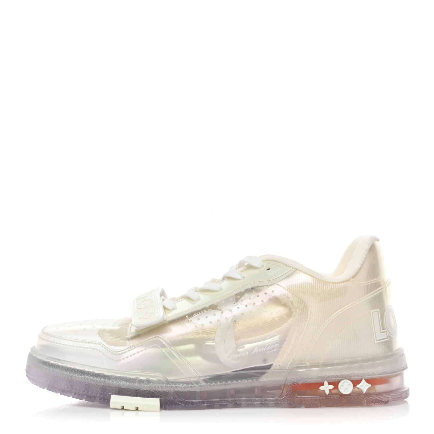 Mix Materials Transparent Monogram Mens LV Trainer Sneakers 8 White