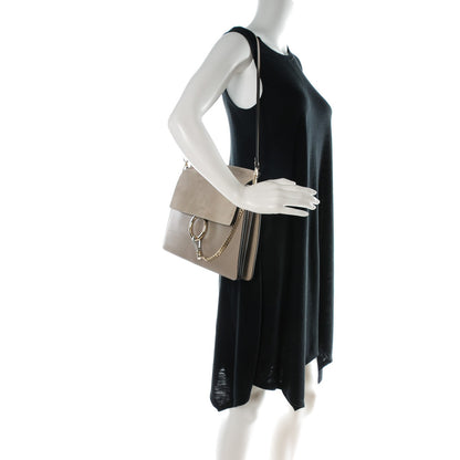 Chloe Calfskin Suede Medium Faye Shoulder Bag Motty Grey 2 of 7