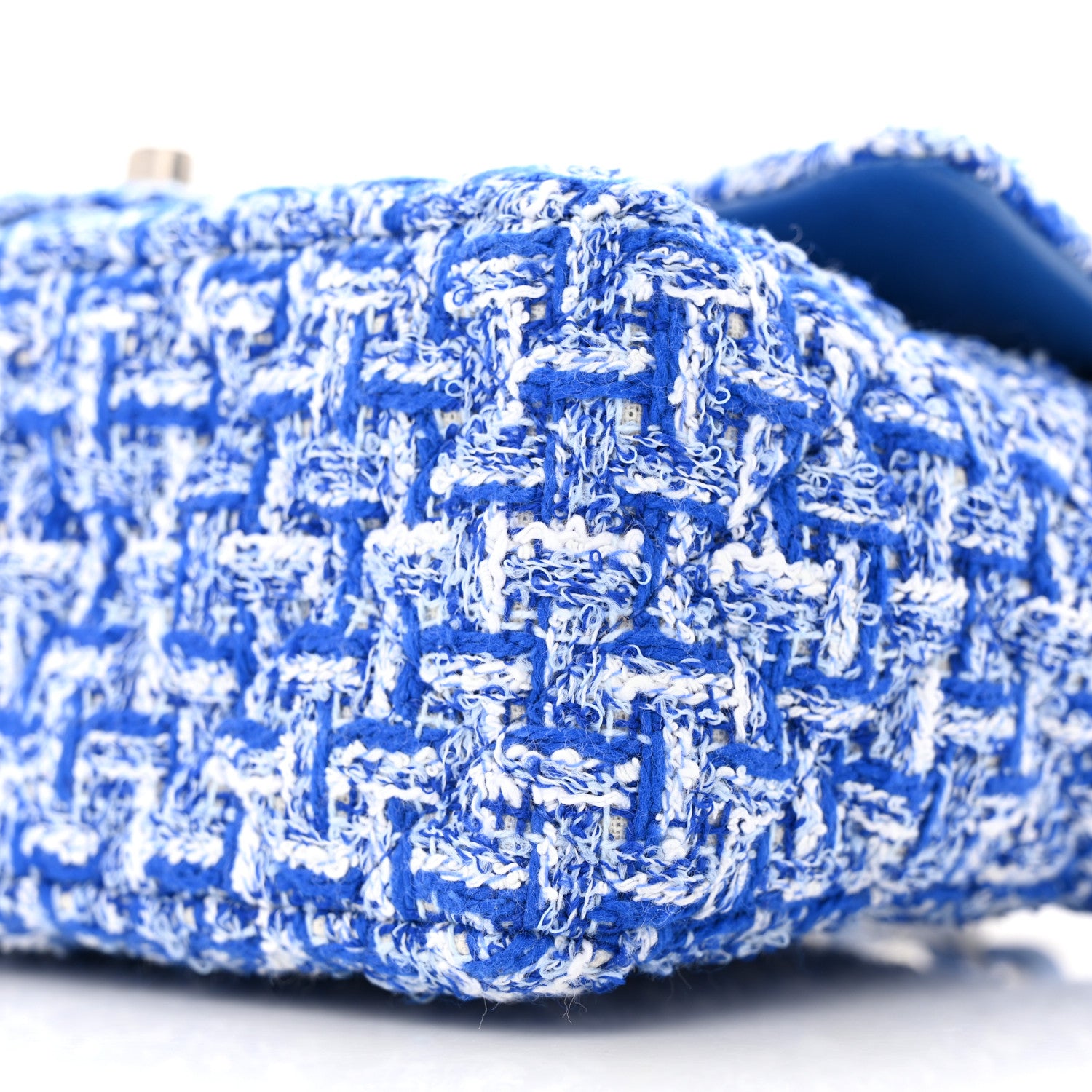 Chanel Tweed Quilted Mini Rectangular Flap Blue White 10 of 11