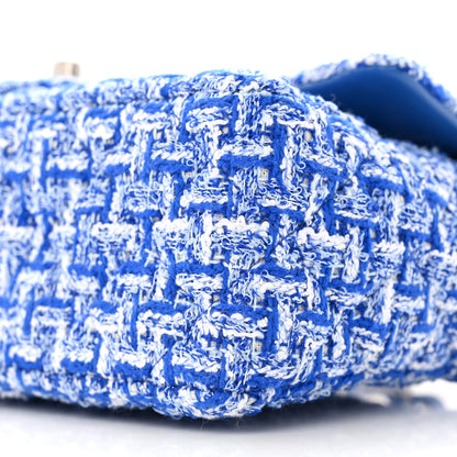 Chanel Tweed Quilted Mini Rectangular Flap Blue White 10 of 11